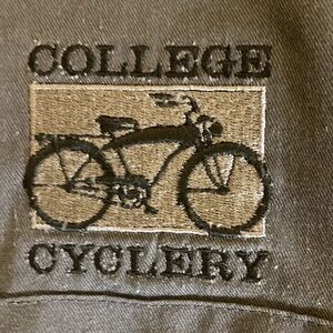 Vintage Y2K Dickies ‘College Cyclery’ Button Down Work Wear Shirt Grey Sz L